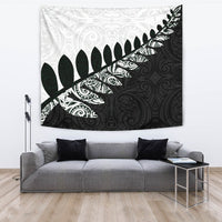 New Zealand Silver Fern Maori Tapestry Black White - Polynesian Pride