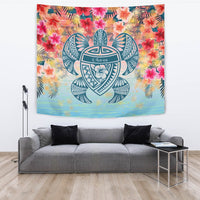 Hawaii Turtle Ohana Stary Night Hibiscus Tapestry - Polynesian Pride