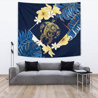 Hawaii Turtle Tropical Tapestry - Taha Style Wall Tapestry estry - 1 Large 104" x 88" Blue - Polynesian Pride