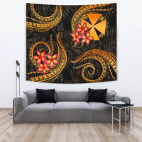 Wallis and Futuna Tapestry - Gold Plumeria TAPESTRY Large 104" x 88" GOLD - Polynesian Pride