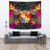 Tonga Slide Tapestry - Polynesian Hibiscus Pattern Wall Tapestry Large 104" x 88" Black - Polynesian Pride