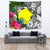 Palau Tapestry White - Turtle Plumeria Banana Leaf - Polynesian Pride