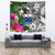 Samoa Custom Personalised Tapestry White - Turtle Plumeria Banana Leaf - Polynesian Pride