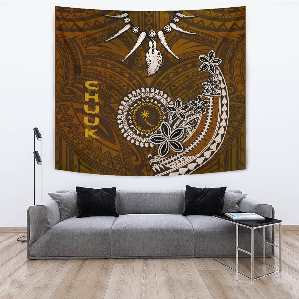 Chuuk Tapestries - Polynesian Boar Tusk Wall Tapestry Brown - Polynesian Pride