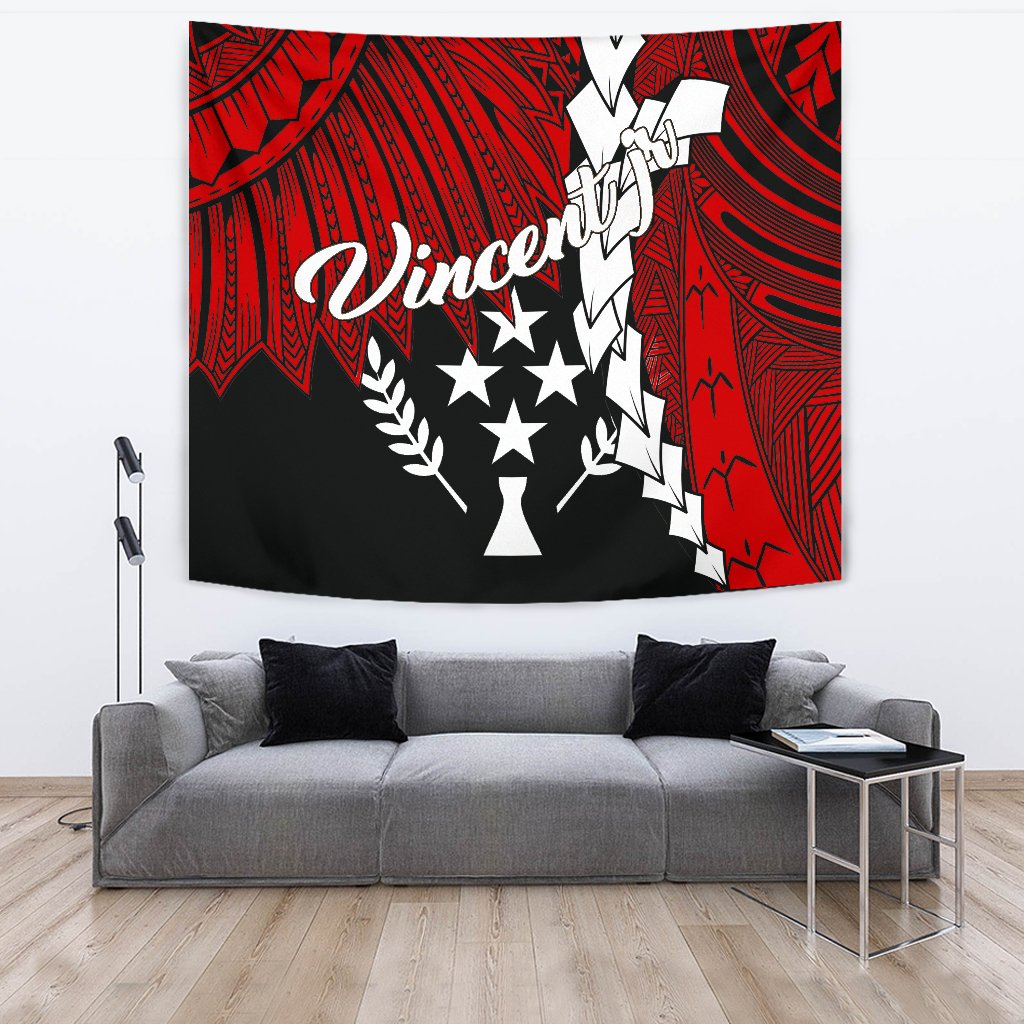 Kosrae Custom Tapestry - Tribal Wave Tattoo Flag Color One Style Red - Polynesian Pride