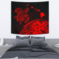 Hawaii Map Plumeria Polynesian Red Tribal Tapestry - Polynesian Pride