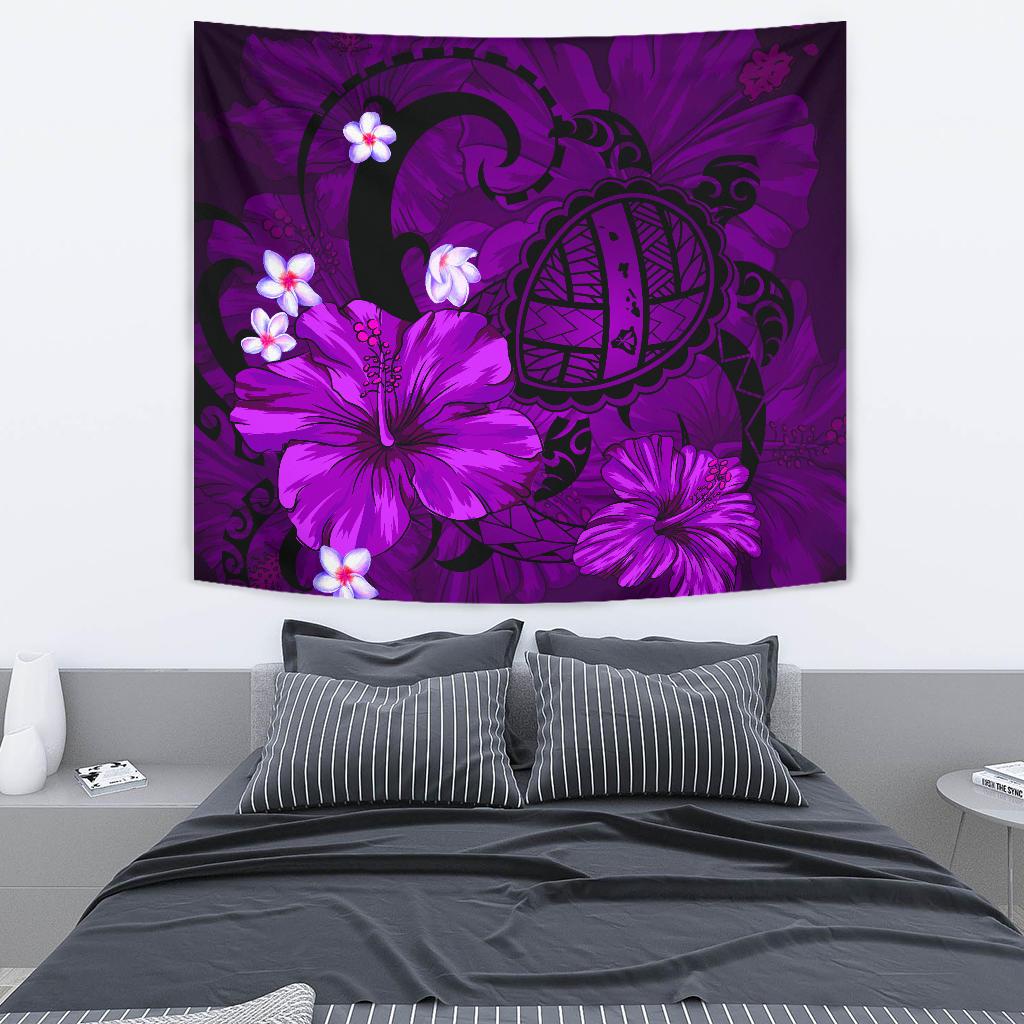 Hawaii Turtle Poly Tribal Purple Tapestry Wall Tapestry 130cm*150cm Purple - Polynesian Pride