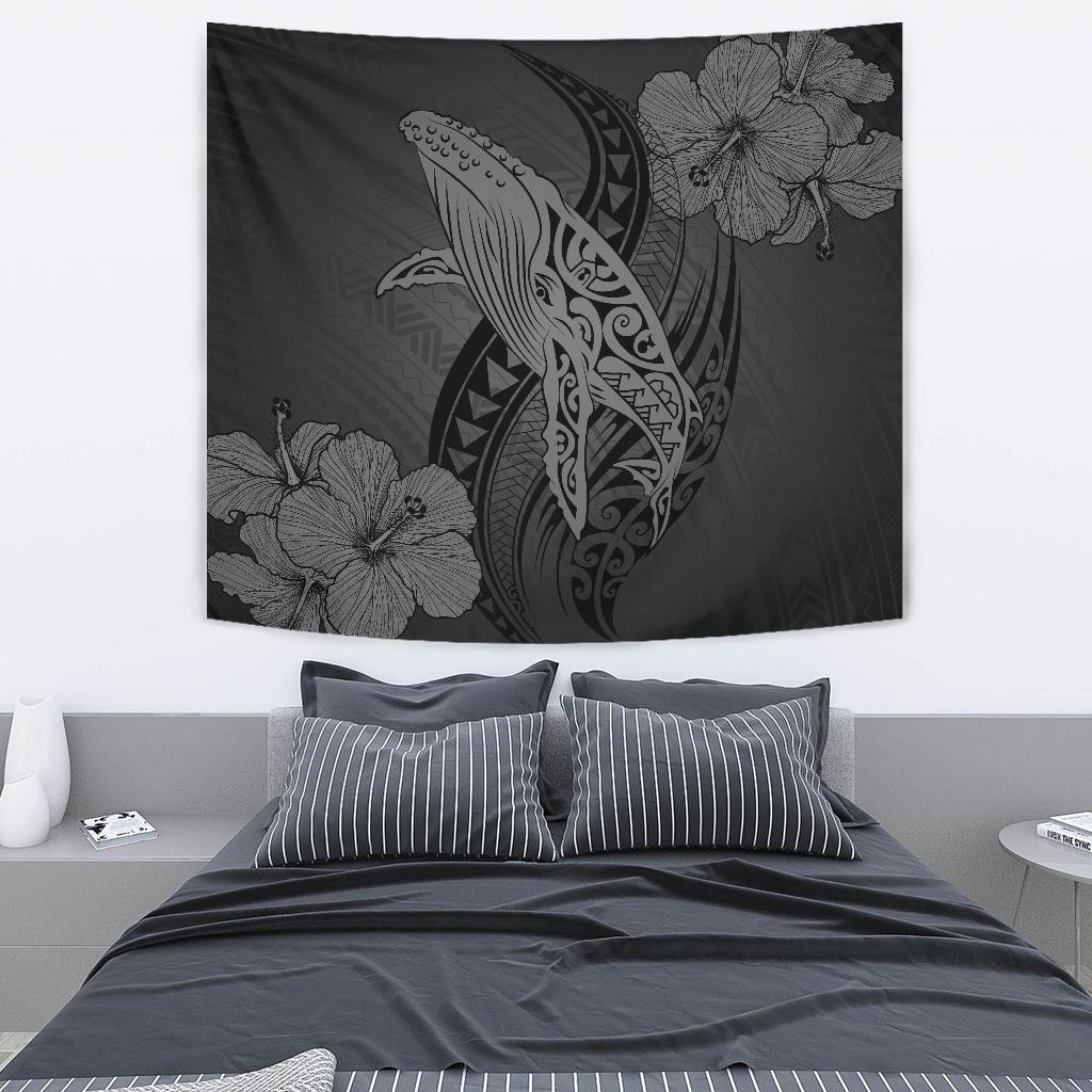 Hawaii Whale Swim Poly Gray Tapestry Wall Tapestry 130cm*150cm Gray - Polynesian Pride