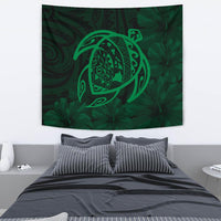 Hawaii Turtle Kanaka Map Hibiscus Poly Tapestry - Green Wall Tapestry 130cm*150cm Green - Polynesian Pride