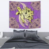 Hawaii Polynesian Turtle Hibiscus Tapestry - Yellow Wall Tapestry Yellow - Polynesian Pride