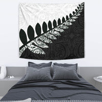 New Zealand Silver Fern Maori Tapestry Black White M 130 x 150 cm Black - Polynesian Pride