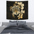 Hawaiian Kanaka Hibiscus Plumeria Mix Polynesian Turtle Tapestry Gold AH - Polynesian Pride