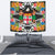 Fiji Tapestrys - Tropical Flowers Style Wall Tapestry - Fiji Medium 80" x 68" Black - Polynesian Pride