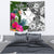 Wallis And Futuna Tapestry White - Turtle Plumeria Banana Leaf - Polynesian Pride