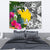 Papua New Guinea Custom Personalised Tapestry White - Turtle Plumeria Banana Leaf - Polynesian Pride