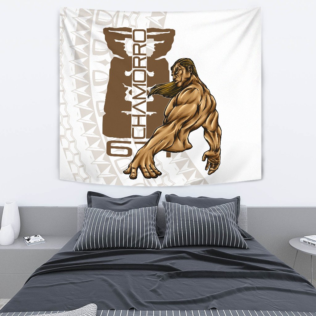 Guam Tapestry - Chamorro With Puntan Wall Tapestry - GUam Medium 80" x 68" Brown - Polynesian Pride