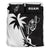 Guam Duvet Cover Set - Guam Coat Of Arms & Coconut Tree Black White - Polynesian Pride