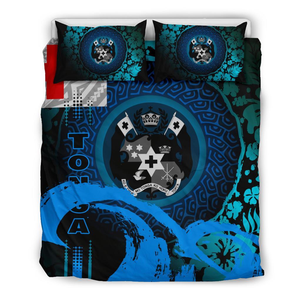 Tonga Bedding Set - Hibiscus And Wave Light Blue Light Blue - Polynesian Pride
