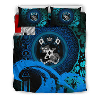 Tonga Bedding Set - Hibiscus And Wave Light Blue Light Blue - Polynesian Pride
