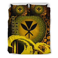 Kanaka Maoli Duvet Cover Set - Hibiscus And Wave Special Yellow - Polynesian Pride