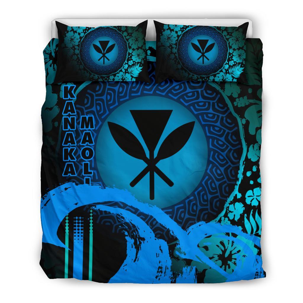 Kanaka Maoli Duvet Cover Set - Hibiscus And Wave Special Navy - Polynesian Pride