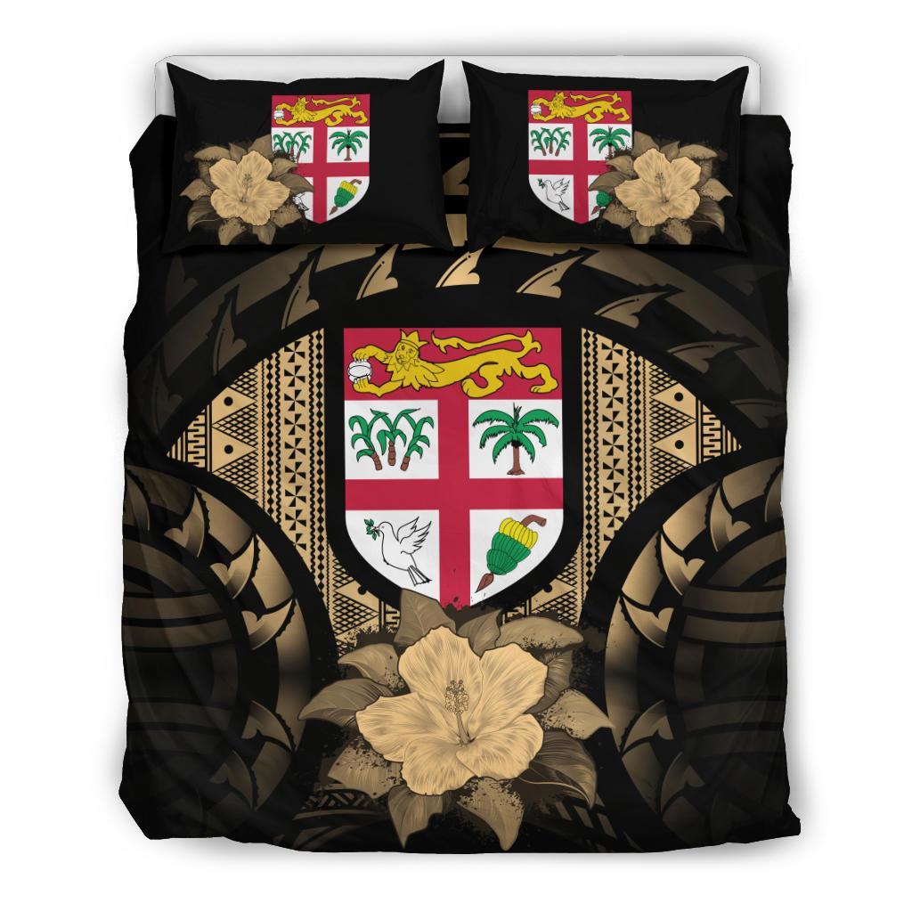 Fiji Duvet Cover Set - Fiji Flag & Gold Hibiscus - Polynesian Pride