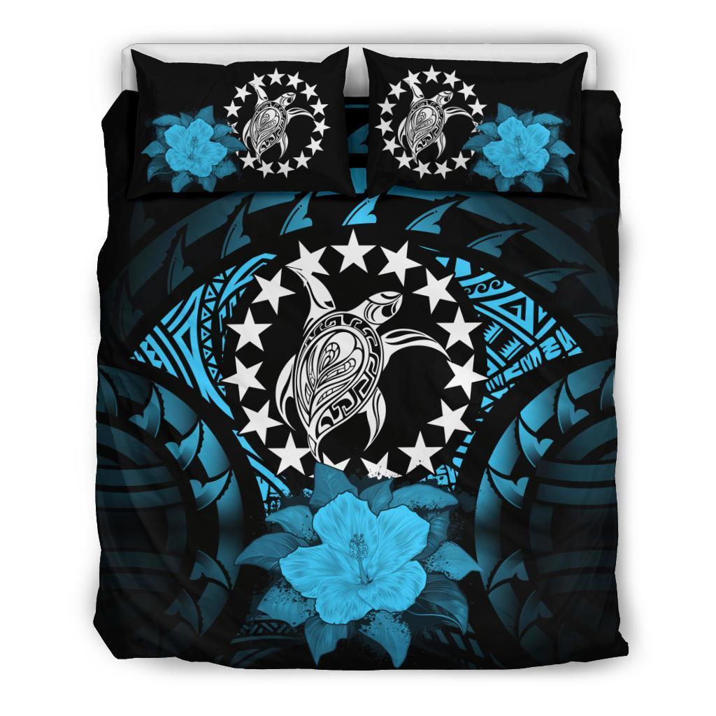 Cook Islands Turquoise Hibiscus Bedding Set Turquoise - Polynesian Pride