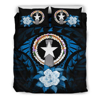 Northern Mariana Islands Duvet Cover Set - Northern Mariana Islands Flag & Hibiscus - Polynesian Pride
