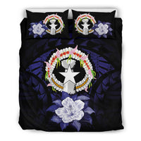 Northern Mariana Islands Duvet Cover Set - Northern Mariana Islands Flag & Hibiscus - Polynesian Pride