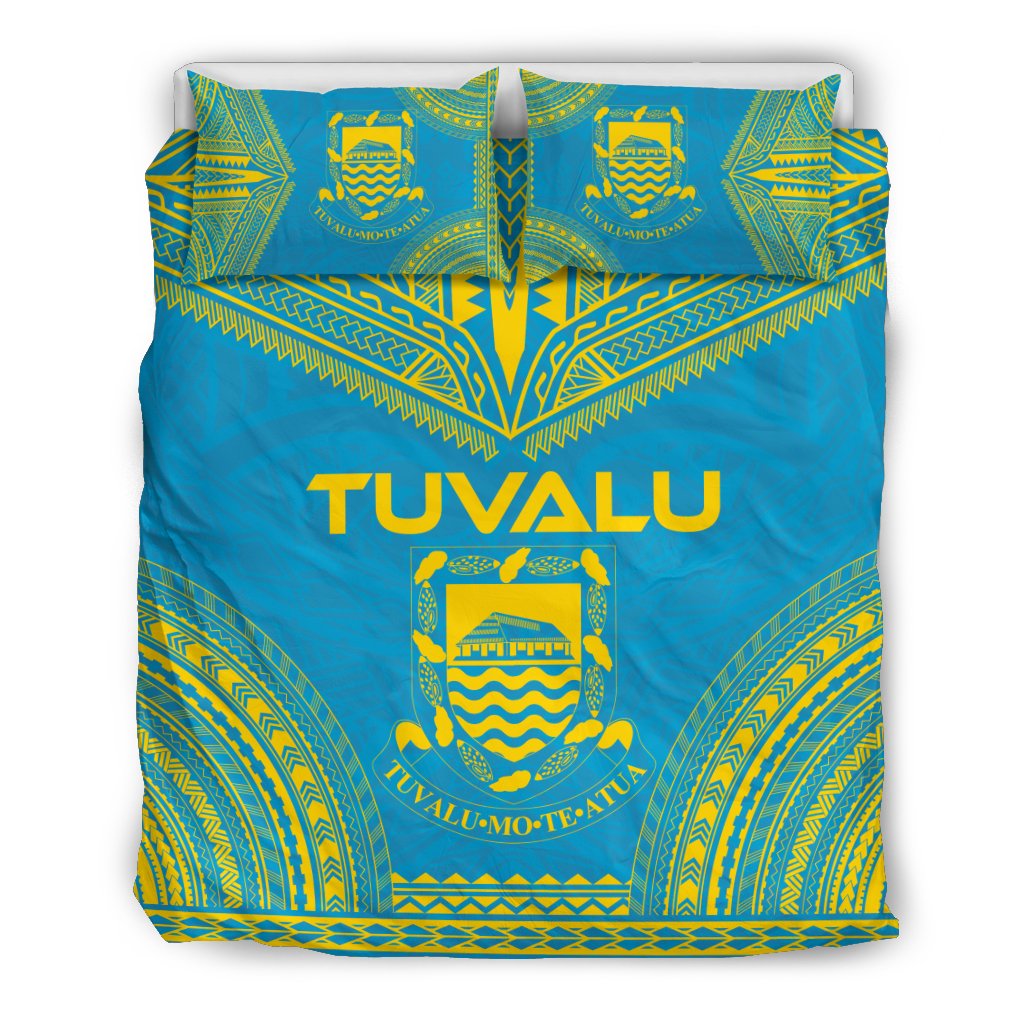 Tuvalu Flag Polynesian Chief Duvet Cover Set Green - Polynesian Pride