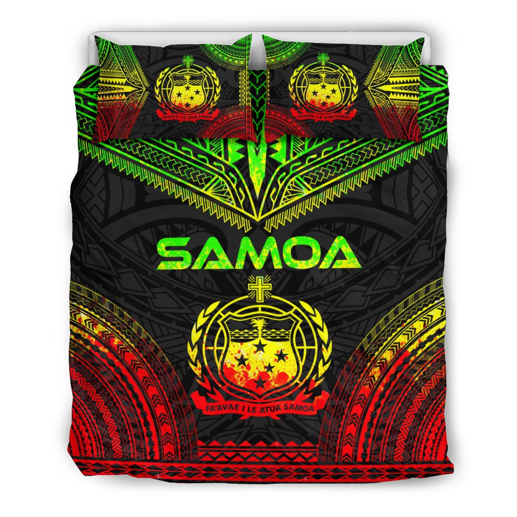 Samoa Polynesian Chief Duvet Cover Set - Reggae Version Art - Polynesian Pride