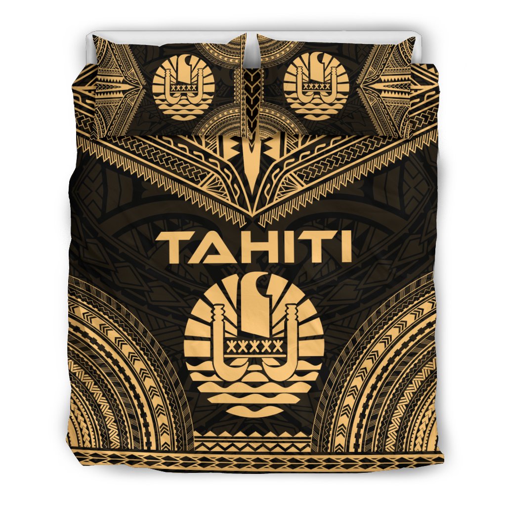 Tahiti Polynesian Chief Duvet Cover Set - Gold Version Gold - Polynesian Pride