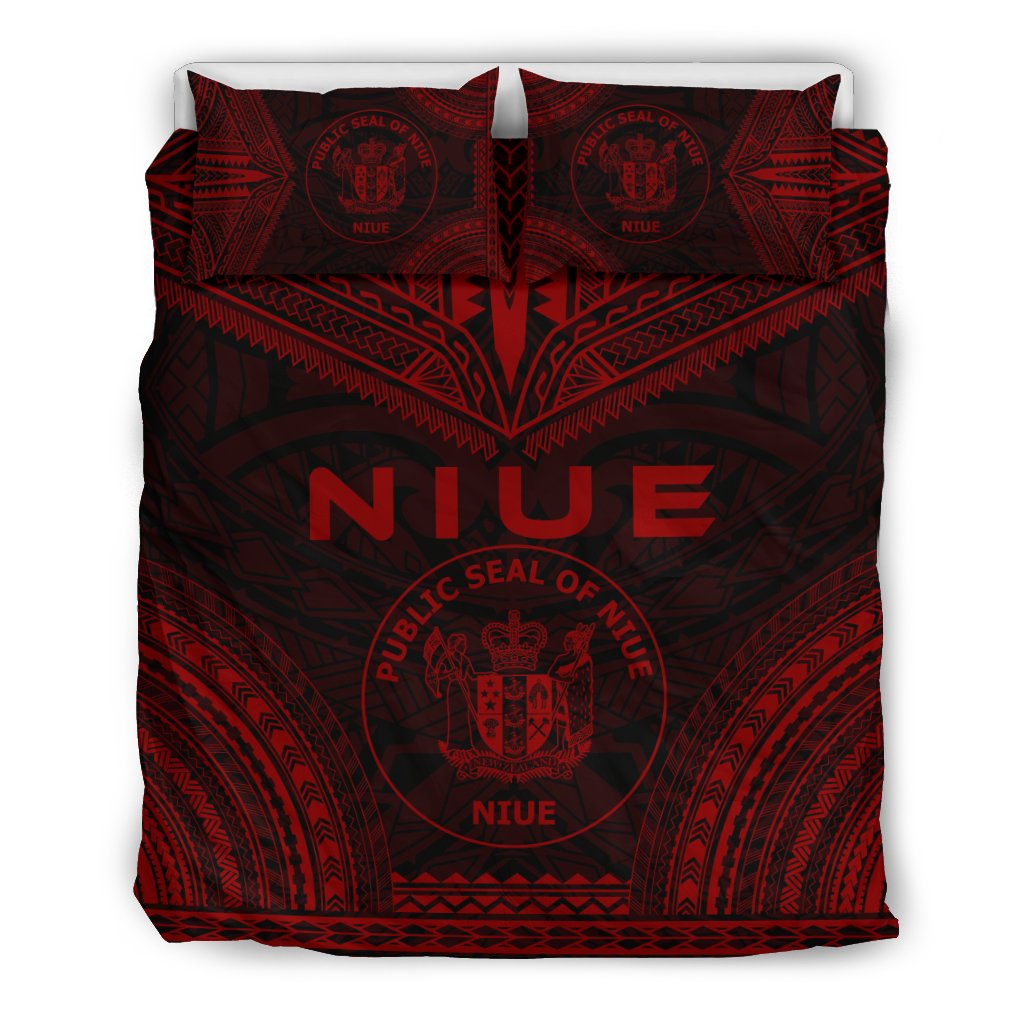 Niue Polynesian Chief Duvet Cover Set - Red Version Red - Polynesian Pride