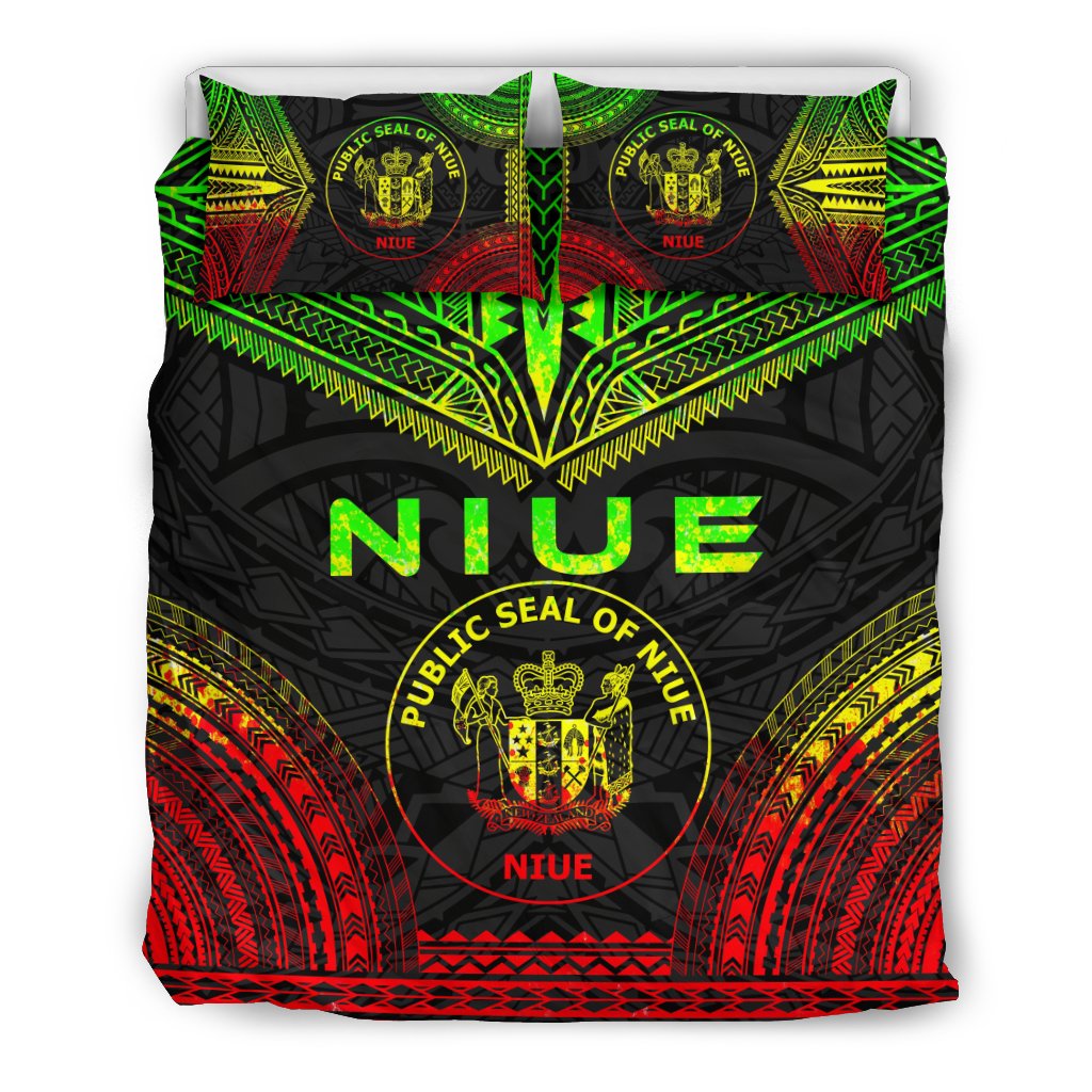 Niue Polynesian Chief Duvet Cover Set - Reggae Version Art - Polynesian Pride