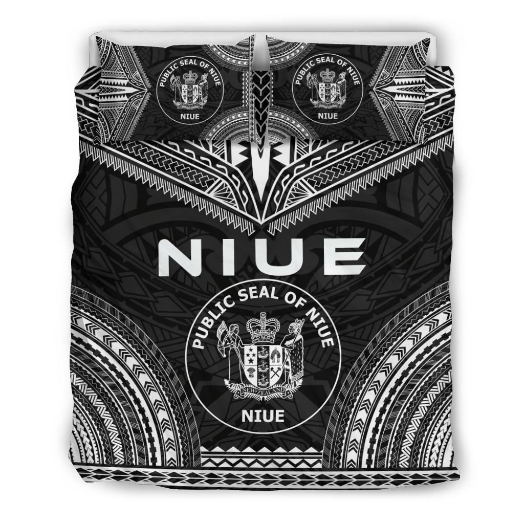 Niue Polynesian Chief Duvet Cover Set - Black Version Black - Polynesian Pride