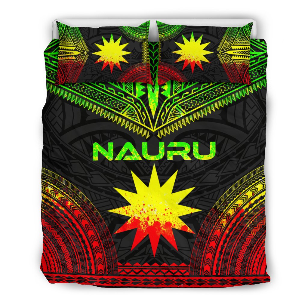 Nauru Polynesian Chief Duvet Cover Set - Reggae Version Art - Polynesian Pride