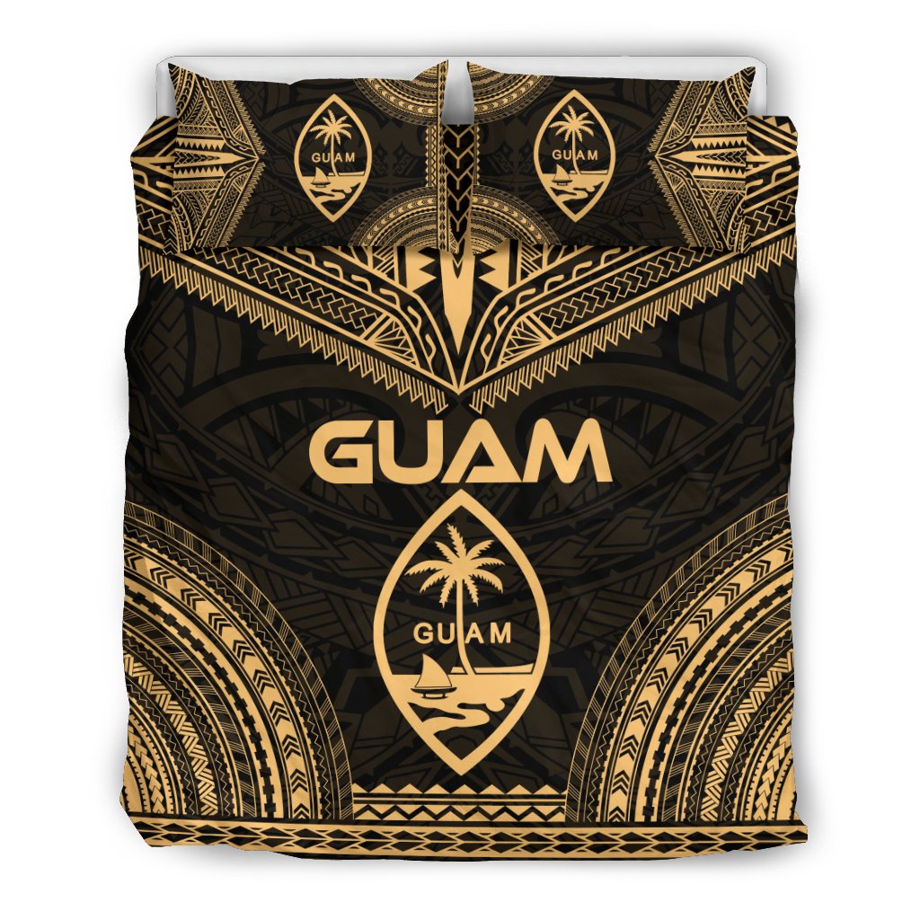 Guam Polynesian Chief Duvet Cover Set - Gold Version Gold - Polynesian Pride