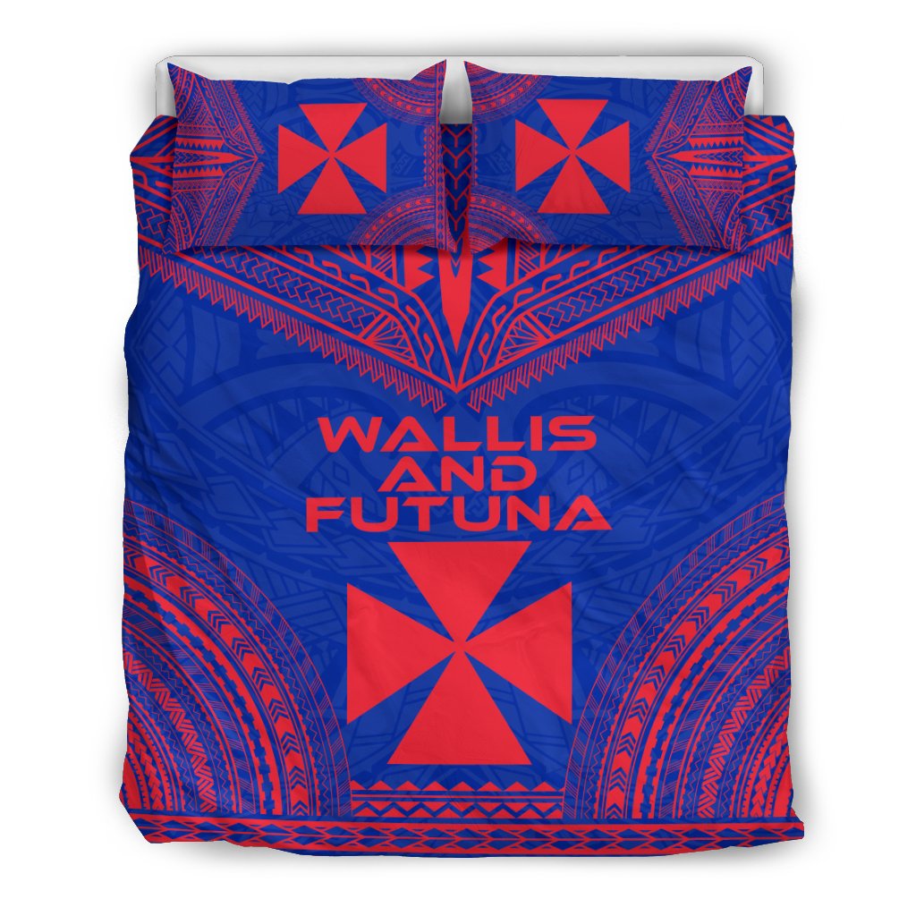 Wallis And Futuna Flag Polynesian Chief Duvet Cover Set Blue - Polynesian Pride