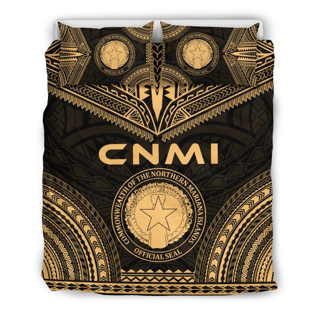 Northern Mariana Islands Polynesian Chief Duvet Cover Set - Gold Version Gold - Polynesian Pride