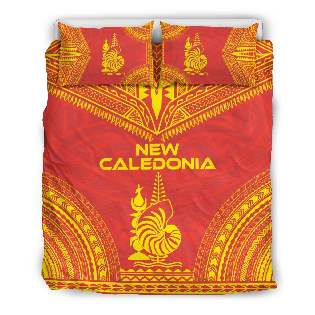 New Caledonia Flag Polynesian Chief Duvet Cover Set Red - Polynesian Pride