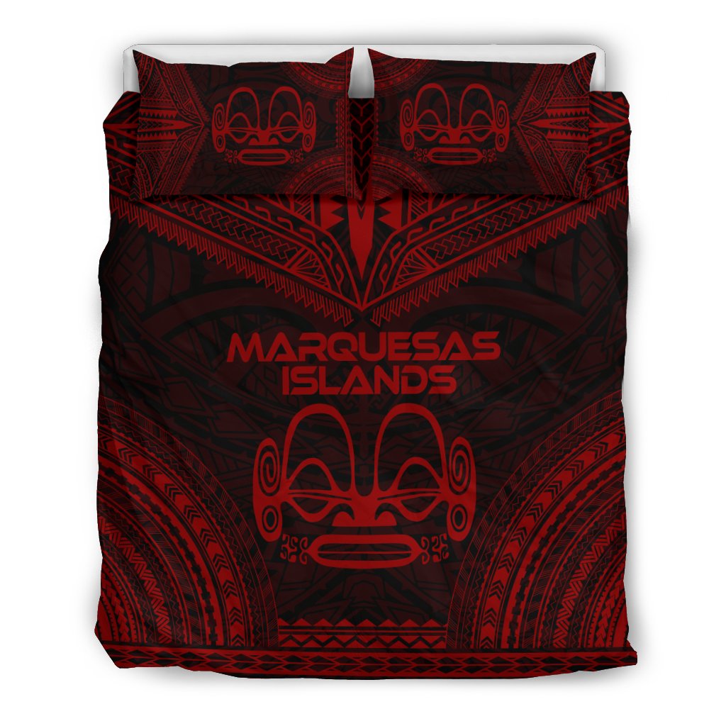 Marquesas Islands Polynesian Chief Duvet Cover Set - Red Version Red - Polynesian Pride