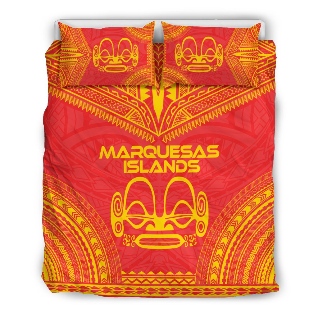 Marquesas Islands Flag Polynesian Chief Duvet Cover Set Red - Polynesian Pride