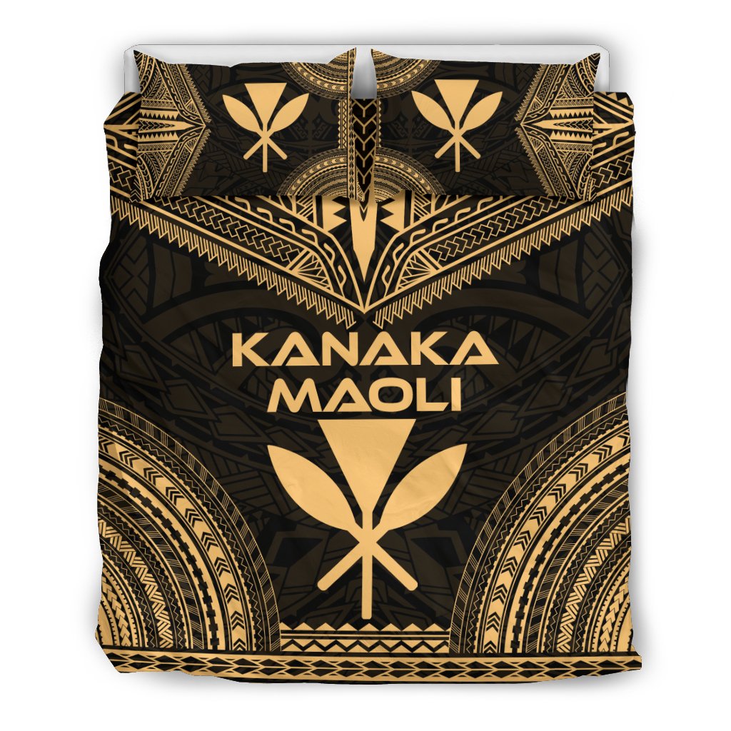 Kanaka Maoli Polynesian Chief Duvet Cover Set - Gold Version Gold - Polynesian Pride