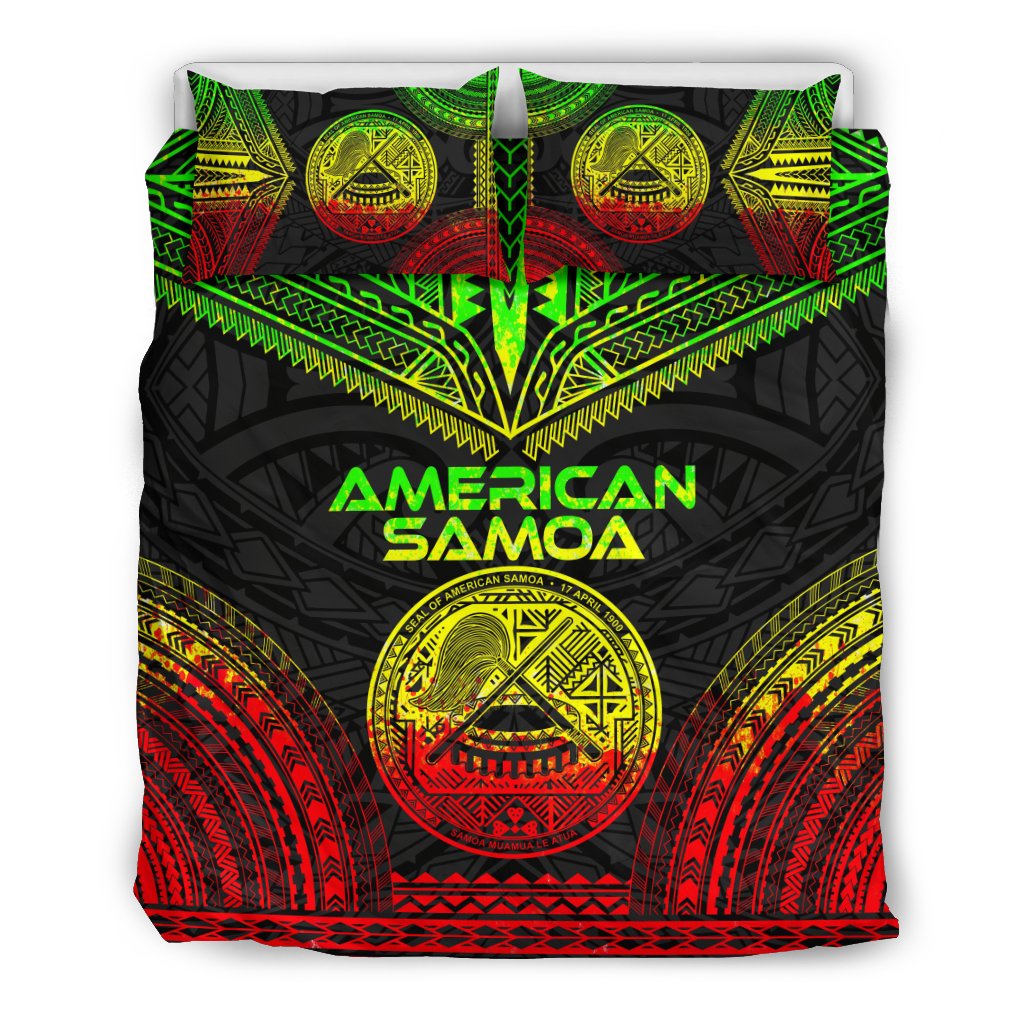 American Samoa Polynesian Chief Duvet Cover Set - Reggae Version Art - Polynesian Pride