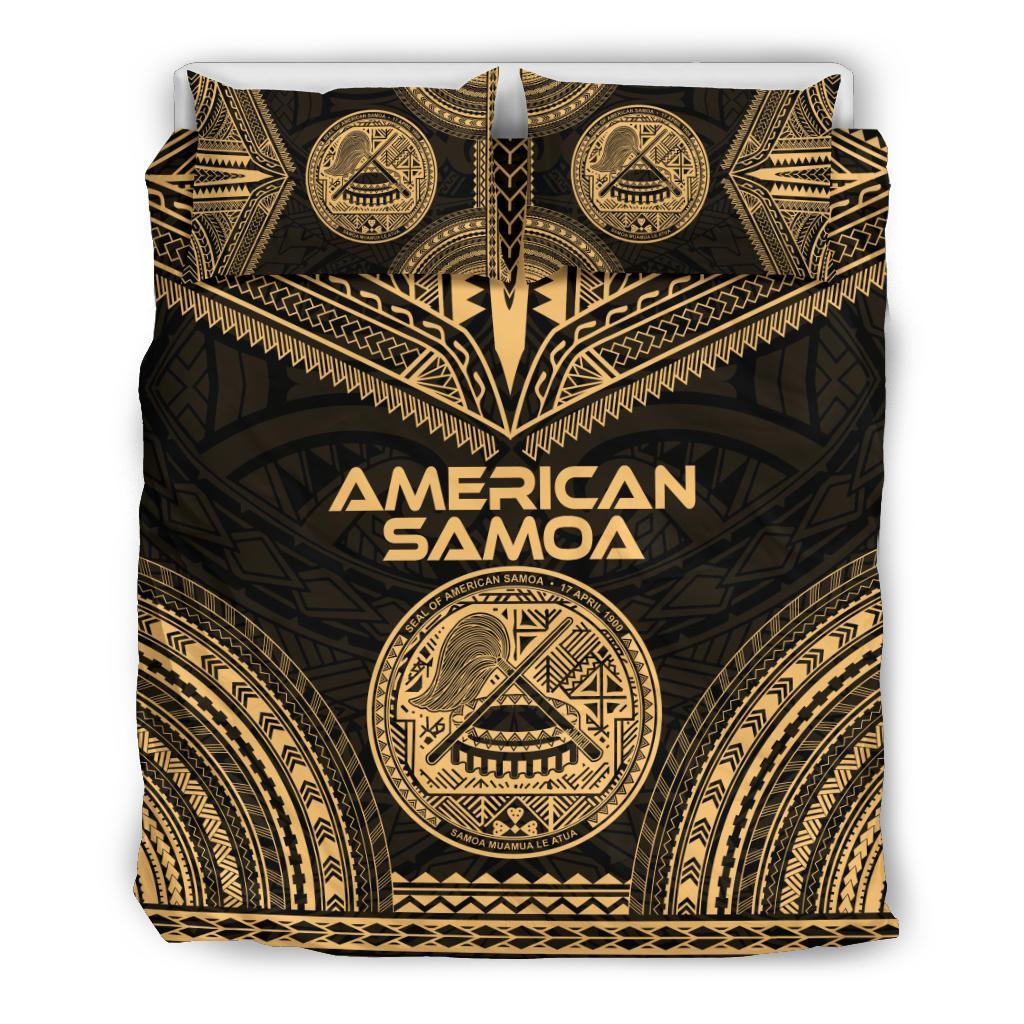 American Samoa Polynesian Chief Duvet Cover Set - Gold Version Gold - Polynesian Pride