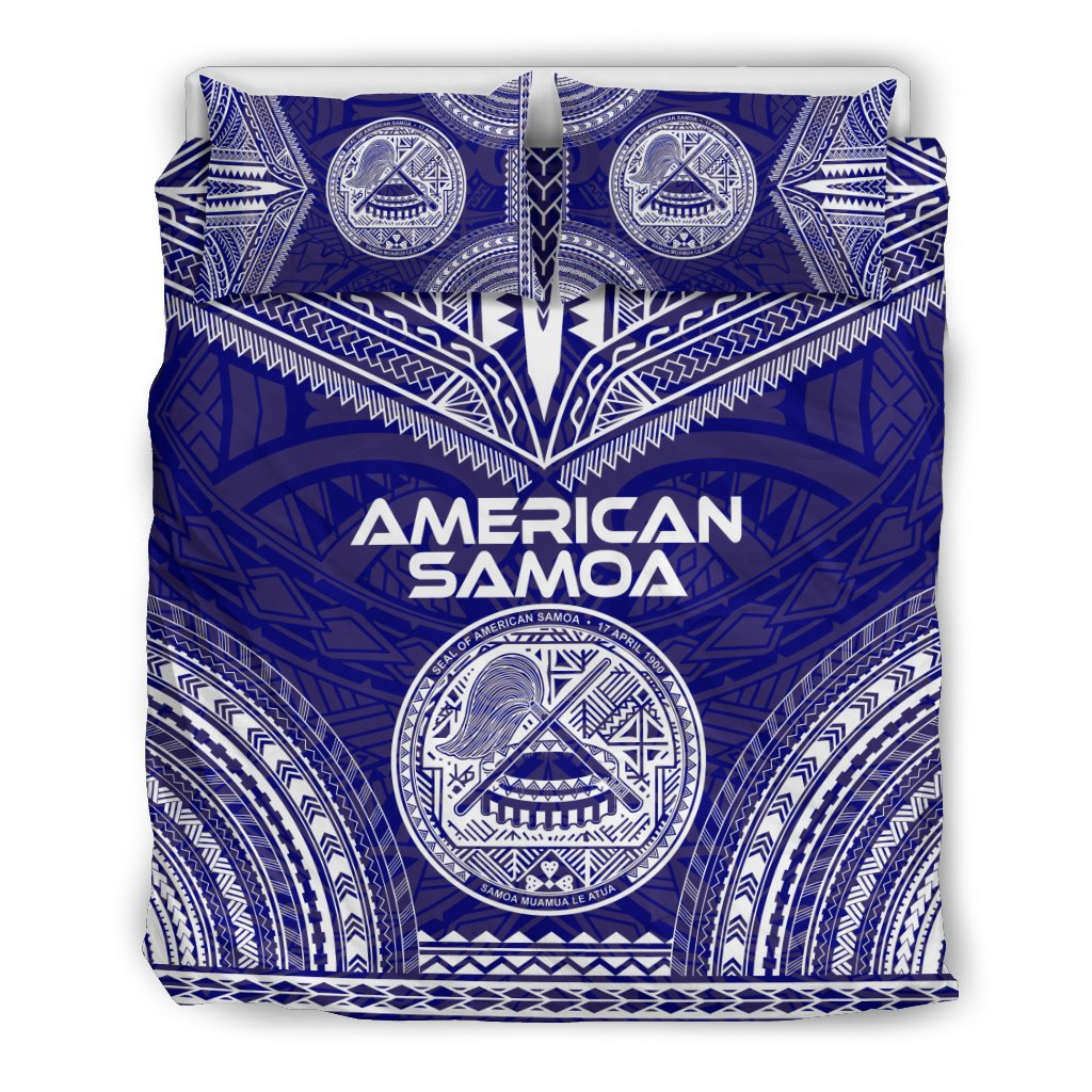 American Samoa Flag Polynesian Chief Duvet Cover Set Blue - Polynesian Pride