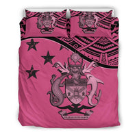 Solomon Island Duvet Cover Set - Flag & Coat Of Arms Pink - Polynesian Pride