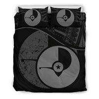 Yap Duvet Cover Set - Yap Flag Tattoo Black - Polynesian Pride