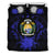 Nauru Duvet Cover Set - Nauru Coat Of Arms & Dark Blue Hibiscus - Polynesian Pride