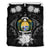 Nauru Duvet Cover Set - Nauru Coat Of Arms & Gray Hibiscus - Polynesian Pride